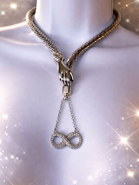 NEW DL Auld Real Vintage Mesh Snake Lariat Choker Infinity Necklace